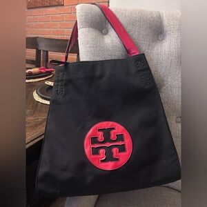 Tory Burch Ella Black & Red Logo Tote Bag❤️😎
